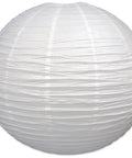 White Jumbo Paper Lantern Hanging Decoration, 30 Inch Diameter, Large White Lantern With Metal Supports And Clear Cord