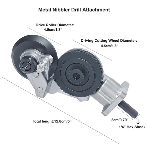 Heavy Duty Metal Nibbler Drill Attachment For Fast Burr Free Sheet Metal Cutting Turn Your Drill Into A Kickass High Speed Cutter For Iron Stainless Steel Aluminum Copper And Plastic With Clean Straight Lines And Curves, 1/4 hex shank