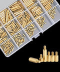 380-Piece Brass M2 Hex Standoff Spacer Set For DIY PC Builds, Male And Female Threaded Pillars, Assorted PCB Motherboard Hardware Kit, Great For Chassis, Enclosures, Rigs, And Electronics Projects. Brass M2 hex standoff set in organizer case