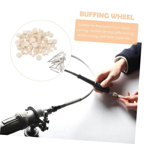 Wool Felt Polishing Wheel Set With Mandrel Handle, 120 Pcs Buffing Wheels for rotary tool being used for polishing