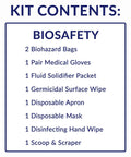 Kit contents list for Bodily Fluid Cleanup Kit for Biohazard Spills, Wall-Mountable or Portable, OSHA-compliant with disposable gear.