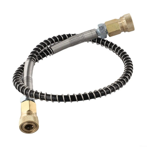 Bad Ass High Pressure Stainless Steel Air Hose Line M10x1 Male To Male With Awesome Coiled Spring Design For Tough Jobs Like Tank Inflation Rated Crazy Good At 4500 Psi Reliable Leak Proof Performance For Any Job Site, 50cm coiled hose