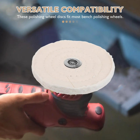 Heavy Duty Cotton Buffing Wheel Set For Metal And Stone Polishing With 144mm Diameter And 12mm Arbor Hole on polishing tool.