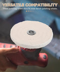 Two Pieces Of Versatile Cotton Polishing Buffing Wheels For Fast Bench Grinder Work that fits most polishing tools for diverse surfaces.