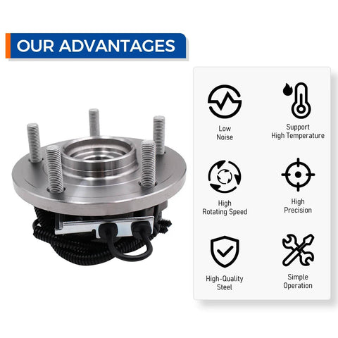 Front Wheel Hub Bearing Assembly With ABS For 2008-2016 Chrysler Town And Country, 2008-2014 Dodge Grand Caravan, And 2009-2014 VW Routan, 5 Lug Design