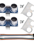 Two Pack HC-SR04 Ultrasonic Sensor Module Kit With Housing And Mounting Brackets And 10P Jumper Cables For Arduino Projects