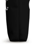 Side view of black tote bag included in Elf Rowing Shirt Family Matching Pajama Set For Christmas Funny Holiday PJ Outfit