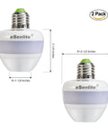 Radar Motion Sensor Socket Adapter 2 Pack For Any Light Bulb No Fuss Plug N Play Retrofit With 360 Degree Detection dimensions shown