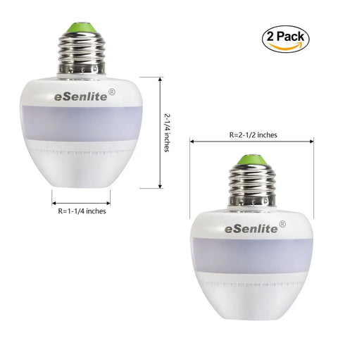 Radar Motion Sensor Socket Adapter 2 Pack For Any Light Bulb No Fuss Plug N Play Retrofit With 360 Degree Detection dimensions shown
