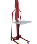 Full Size Manual Hand Winch Work Positioner Lift Truck For Warehouse Steel Frame with polyurethane casters and hand crank.