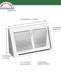 Triangular Baseboard Floor Register With Ten Inch Duct Opening And Eleven And Three Eighths Inches By Six And Seven Eighths Inches Overall White Finish For Easy Install In Residential Duct Systems Durable Powder Coat Wall Vent showing dimensions.