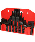 58 Piece Nut Clamp Machine Clamping Kit 3/8 Inch T-Slot For Lathe Milling Machine And Metal Processing showcased in red storage tray