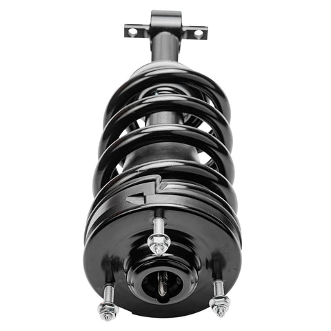 2 Front Replacement Struts With Coil Springs For Chevy GMC Silverado Sierra Yukon XL Suburban 1500 Tahoe Escalade ESV EXT Ready To Install Strut Assemblies Excluding Electronic Suspension, front view