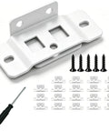 10 Pack Quick Fitting L Shape Furniture Brackets With Screws Right Angle Corner Braces White and screwdriver shown