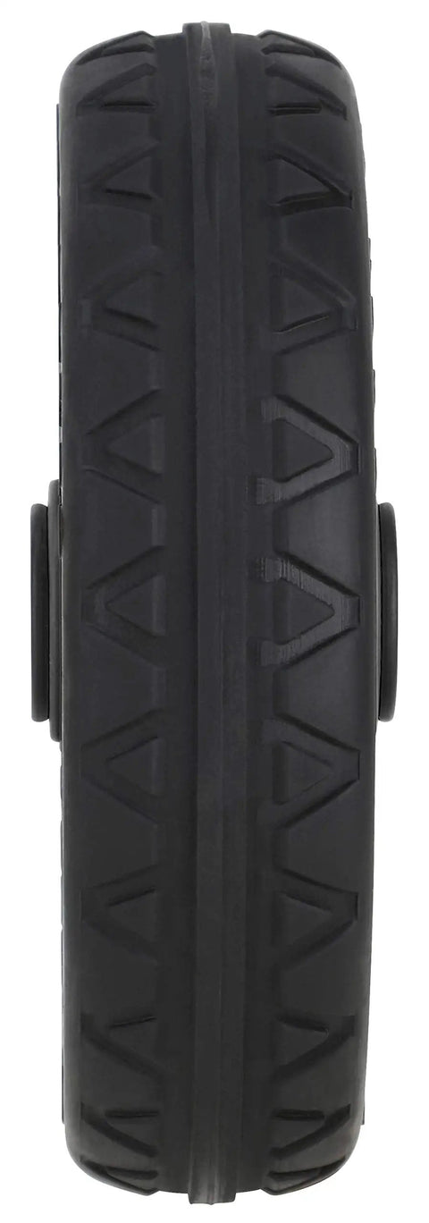 Heavy Duty 8 X 2 Inch R Trac Caster Wheels 2 Pack With Symmetrical Polymer Hubs showing tread pattern and wheel profile.