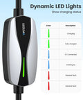 Legit Tesla Level One And Two Ev Charger Featuring Nacs Connector And ETL Certified with dynamic LED lights showing charging status.