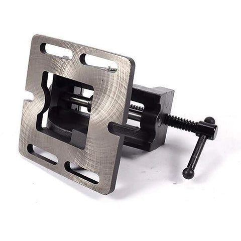 Beefy 4 Inch Angle Drill Press Vise With Cradle Style Tilting Jaw, Benchtop Industrial Strength Drill Clamp Vice, 4 Inch Jaw Width, 4 Inch Jaw Opening, 1-1/2 Inch Jaw Depth, Built For Precise Metalworking