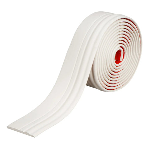 Creamy White Flexible Baseboard Molding Trim Peel And Stick Wall Trim Waterproof Edge Guard 4 Inch Wide By 16.4 Feet Long DIY Friendly Soft NBR Foam Material rolled view