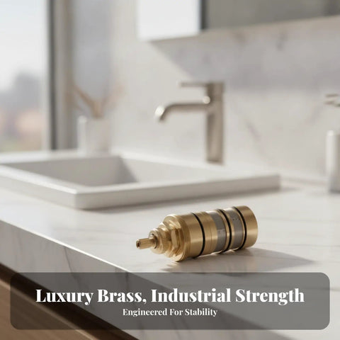 Premium Shower Thermostatic Valve Core Mixer Insert With Splined Shaft For Metal Faucet Restoration on a countertop.