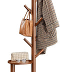 Freestanding Coat Rack With 8 Hooks And Storage Shelf, Solid Wood Base, 66.3-Inch Tall Hall Tree For Coats, Hats, And Bags In Entryway