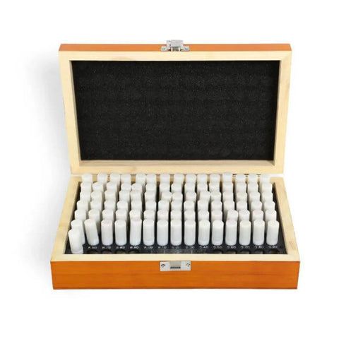 Pin Gauge Set For Quality Control And Metalworking, Precision 0.11mm To 30mm Metric Rod Gauges displayed in wooden case