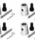 Polished Aluminum Clevis Pin Kit With Cotter Pins Four Pack For Quick Durable Mounts Includes Cone Body Black Anodized Set Screw Stainless Roll Pin And Cotter Pin For Easy Multi Point Installations, 4-pack