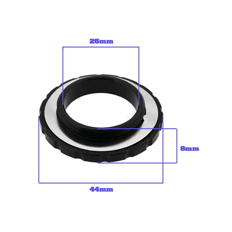 Two Pack Center Lock Locking Ring For Brake Disc Fits 15 To 20mm Thru Axle 44x26x8mm Aluminum Alloy Bike Hub Center Lock Compatible With Shimano Rotors For Mountain And Road Bikes Easy Upgrade. Close-up view of a single locking ring with dimensions 44x26x8mm in black aluminum alloy, placed on a white background.