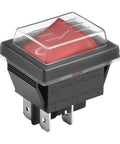 Rocker Switch On Off DPST 4 Terminals With Red Indicator Light 16A 250VAC Weatherproof Cover Industrial Grade UL Listed