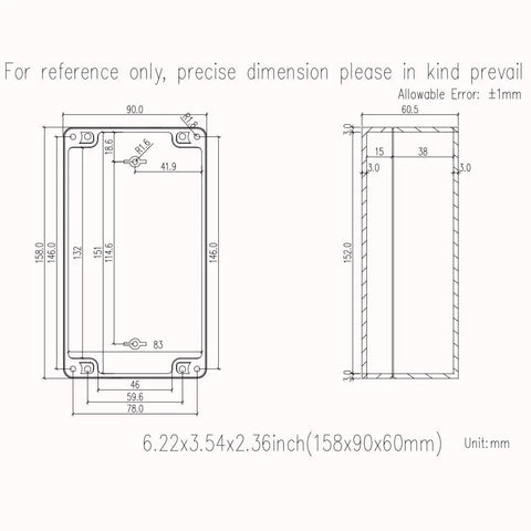 IP65 Waterproof Outdoor Project Box With Durable ABS Plastic Electrical Enclosure In Black For Tough Outdoors All Weather Ready Perfect For DIY Projects 6.22 By 3.54 By 2.36 Inches Pack Of 2