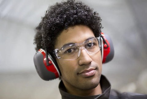Overhead Hearing Protection Ear Muffs With 28 Decibels NRR for Construction Manufacturing Auto Shop Woodworking Mining