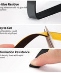 Yotache foam weather-stripping tape front view, 1/2 in wide x 1/16 in thick, black adhesive strip, 33 ft length
Yotache foam weather-stripping tape side view being cut with scissors; flexible, easy to shape
Yotache foam weather-stripping tape close-up view; high-density foam with rapid rebound