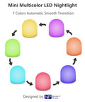 Color Changing Mini LED Night Light 7 Color Rainbow Mood Lighting Cordless Battery Powered Pack Of 12 colorful light transitions