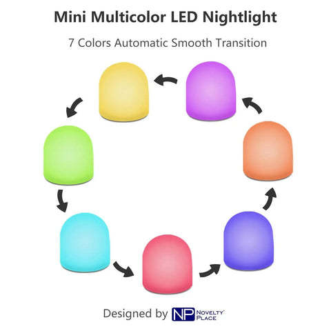 Color Changing Mini LED Night Light 7 Color Rainbow Mood Lighting Cordless Battery Powered Pack Of 12 colorful light transitions