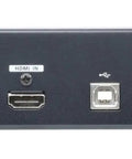 Slick 4K HDMI KVM IP Extender Transmitter with input/output ports for seamless computer control and video signal management.