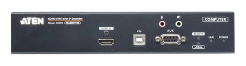 Slick 4K HDMI KVM IP Extender Transmitter with input/output ports for seamless computer control and video signal management.