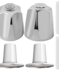 Up Your Bathroom Game With This Awesome Bathtub And Shower 2 Handle Remodel Trim Kit Compatible For Pfister Verve Featuring Polished Chrome Hot And Cold Knobs Plus Two Sleek Flanges For A Totally Fresh Faucet Knob Replacement Upgrade That Saves You Big. chrome bathtub and shower trim kit with two handles, flanges, and threaded sleeves