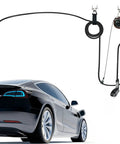 Universal Ev Charger Cable Retractor Features Slick Garage Cord Organizer For Level 2 Wall Or Ceiling Mount with a black charging cable.