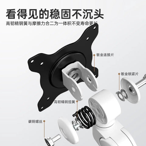 Built Different White Monitor Articulating Arm Mount With Rock Solid Height Adjustment Ultra Smooth Universal Desk Glide parts components view