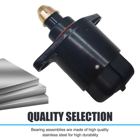 Automotive Stepper Motor Idle Air Control Valve IAC For Stable Idle Fast Response Fuel Efficiency Emissions Cut Replacement OEM Part 90380 10526 90325864 Compatible With King Kong Vehicles Black, side view with steel durability.