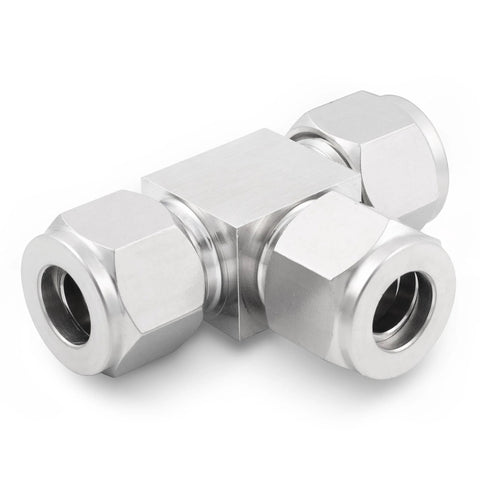 Yoebor stainless steel 304 compression tube fitting tee union, 3-way, 1/2 in OD ports