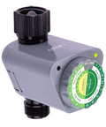 Gray Daybreak Programmable Hose Watering Timer With Sunrise Sensor Or Set Time Option, green light indicator visible