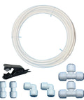 8 Piece 5/16 Inch RO Water Line Kit With Tubing Cutter And 20FT PE Tube Plus Push Connect Fittings Straight Elbow Tee For Refrigerator Ice Maker And Reverse Osmosis System Installation