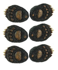 6-Piece Bear Paw Drawer Pulls Set, Rustic Black And Brown Animal Tracks Cast Resin Handles, 2 Inch Long By 1.5 Inch Wide