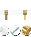 Sleek Crystal Cabinet Pull Handle Set For Cabinets And Drawers, Acrylic And Copper Knob With 64mm Hole Spacing, wear resistant hardware