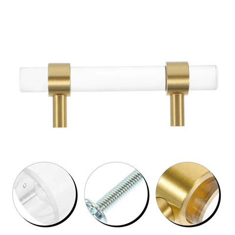 Sleek Crystal Cabinet Pull Handle Set For Cabinets And Drawers, Acrylic And Copper Knob With 64mm Hole Spacing, wear resistant hardware