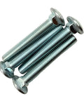 Heavy Duty Half Inch By Three And A Half Inch Grade Eight Carriage Bolts 4-Pack With Coarse Thread Round Head Square Neck Anti Rotation Design For Wood Projects SAE J429 Zinc Trivalent Finish, four bolts