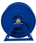 Front view of Heavy Duty Hand Crank Steel Hose Reel 1125-4-200 Series, Built Tough 1/2 Inch By 200 Feet, 3000 PSI, All Welded Steel A Frame, Blue