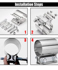 Installation steps for Two Pack 2.25 Inch Exhaust Clamp Kit Stainless Steel Butt Joint Band Sleeve Coupler for pipes and converters.