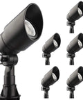Six Pack 12V 5W LED Landscape Lights, 450 Lumen Warm White 2700K, Low Voltage Outdoor Spotlight With Cast Aluminum Waterproof Housing