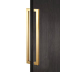 Heavy Duty Gold Wood Door Pull Handle Set For Sliding Barn Doors H Shape Back To Back Push Pull Handles installed on door
